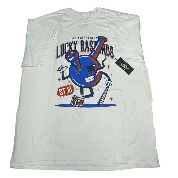 Lucky Bastards White Tee - Picture 1 of 6